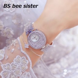 BS bee sister 腕時計 時計 レディース 女性用 ウォッチ セレブ ゴージャス ダイヤモンド 人気 クリスタル ガラスカット アクセサリー ラッピング無料  かわいい おしゃれ ゴールド ブレスレット 旅行 イベント カジュアル 丸い 円形 FA1202