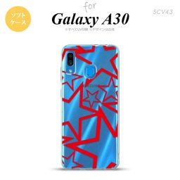 SCV43 Galaxy A30 SCV43 スマホケース ソフト カバー 星 クリア 赤 nk-scv43-tp1116