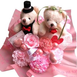 結婚祝い プレゼント 花束風ギフト プリザーブドフラワー ウェディング ベアー入り 枯れない花◆結婚祝いプレゼント・記念日の贈り物におすすめのフラワーギフト