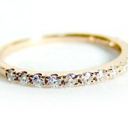 ダイヤモンド リング ハーフエタニティ 0.2ct 8号 K18 ピンクゴールド 指輪 18金 エタニティリング 天然ダイヤ 華奢 シンプル レディース アクセサリー