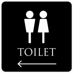 トイレ 御手洗 TOILET トイレマーク ブラック ホワイト 男女マーク 左 矢印 ピクトサイン マグネットステッカー マグネット 強力 正方形 13x13cm サイン インテリア 施設 案内