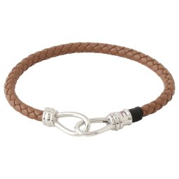 トミーヒルフィガー TOMMY HILFIGER ブレスレット アクセサリー 2790231S DOUBLE HOOK BRACELET ダブル フック レザーブレスレット シルバー+ライトブラウン