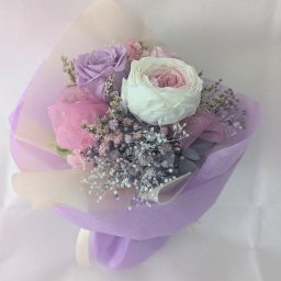 プリザーブドフラワー／パープルとピンクローズの小花のミニ花束
