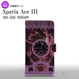 SO-53C SOG08 Xperia Ace III 手帳型スマホケース カバー 時計 妖精 黒 ピンク  nk-004s-so53c-dr1255
