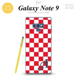 Galaxy Note 9 ギャラクシー ノート9 SC-01L SCV40 スマホケース カバー ソフトケース スクエア 赤×白 イニシャル 対応 nk-note9-tp133i[スマホ,スマホケース,スマホカバー,ケース,カバー,ジャケット]
