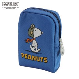 PEANUTS コスメポーチ　スヌーピー　フライング・エース柄　ブルー ブランド キャラクター マルチポーチ コスメポーチ 化粧入れ トラベル バックインバック インナーバック お祝い 誕生日 プレゼント ギフト かわいい PNDW1634 ブルー