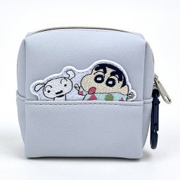 クレヨンしんちゃん ひょっこり刺繍シリーズ ミニポーチ (グレー)