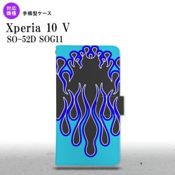 Xperia10V Xperia10V 手帳型スマホケース カバー ファイヤー 炎 黒 青 2023年 7月発売 nk-004s-xp105-dr1303