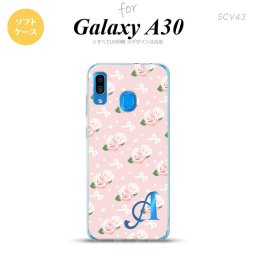 SCV43 Galaxy A30 SCV43 スマホケース ソフト カバー 花柄 バラ リボン ピンク +アルファベット nk-scv43-tp256i
