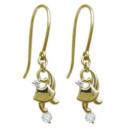 キャット・ピアス・猫ピアス・ロイヤルブルームーンストーン・フックピアス・18金