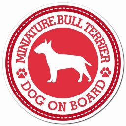 MINIATURE BULL TERRIER ミニチュアブルテリア レッド 肉球 カーサイン 車 マグネットステッカー 犬 マグネット 強力 直径13cm 丸型 おしゃれ かわいい ドラレコステッカー 安全対策 危険運転 煽り運転 アニマル 動物 犬種別 屋外 防水 屋内 肉球マーク