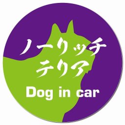Dog in car ノーリッチテリア 毛筆書体 パープルグリーン カーサイン 車 マグネットステッカー 犬 マグネット 強力 直径13cm 丸型 おしゃれ かわいい ドラレコステッカー 安全対策 危険運転 煽り運転 アニマル 動物 犬種別 屋外 防水 屋内