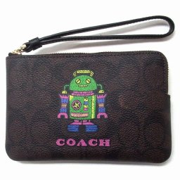 コーチ ポーチ COACH アウトレット シグネチャー PVC ロボット コーナー ジップ リストレット CW868 IMXB5