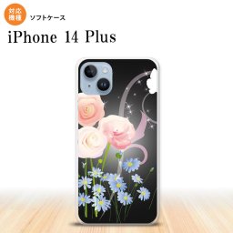 iPhone14 plsu iPhone14 plsu スマホケース 背面ケースソフトケース 花柄 ミックス C 黒 2022年 10月発売 nk-i14pl-tp283