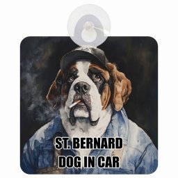 ST. BERNARD セントバーナード DOG IN CAR 吸盤 収れん火災防止タイプ 車内用 作業服 ちょい悪 ドッグオンボード 安全対策 あおり運転 セーフティサイン 窓ガラス カーサイン 車 犬