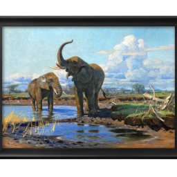 フリードリヒ ヴィルヘルム クーナート 水場の象 A3 サイズ ポスター アート おしゃれ 絵画 インテリア 北欧 イラスト マット紙 艶消し アートパネル 額 フレーム デザイン 壁掛け ギフト 新築祝い ディスプレイ 引越し祝い　新生活　空間デザイン 