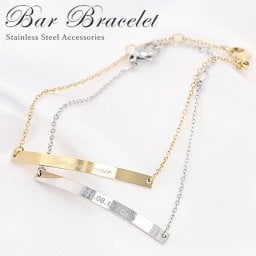 【名入れ無料】刻印ブレスレットシンプル ステンレス 2カラー ゴールド シルバー 名入れ 刻印無料 ブレスレット 刻印可能 レディースブレスレット ブレスレット刻印 名入れ KIZAMIYA【名入れ工房 きざみ屋】