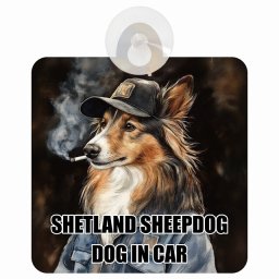 SHETLAND SHEEPDOG シェットランドシープドッグ DOG IN CAR 吸盤 収れん火災防止タイプ 車内用 作業服 ちょい悪 ドッグオンボード 安全対策 あおり運転 セーフティサイン 窓ガラス カーサイン 車 犬