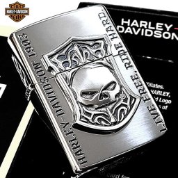 ZIPPO ライター スカル HARLEY-DAVIDSON かっこいい シルバー メタル 骸骨 ハーレー ダビッドソン ジッポ 銀燻し おしゃれ 彫刻 渋い ドクロ メンズ プレゼント ギフト
