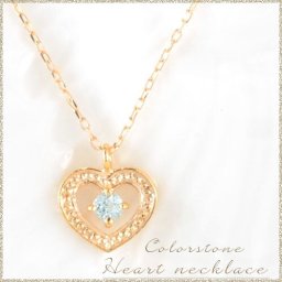 ネックレス 10金 アクアマリン ハート k10 ペンダント 10k ピンクゴールドk10 華奢 シンプル 3月誕生石 レディース 人気 クリスマス