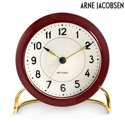 アルネ ヤコブセン 11cm クォーツ 電池式 置時計 ブランド メンズ レディース ARNE JACOBSEN AJ43676 アナログ ボルドー 白