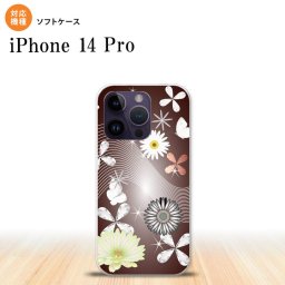 iPhone14 Pro iPhone14 Pro スマホケース 背面ケースソフトケース 花柄 ミックス B 茶 2022年 9月発売 nk-i14p-tp276