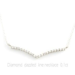 ネックレス レディース ダイヤモンド 18金 ペンダント ホワイトゴールドk18 ダイヤ 18k 0.1ct Vライン 華奢 シンプル 人気 ホワイトデー