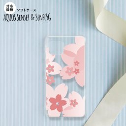 sense4 sense5 Aquos sense4/5 スマホケース ソフトケース 花柄 サクラ B ピンク メンズ レディース nk-sens4-tp058