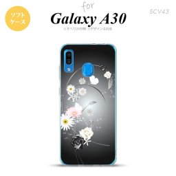 SCV43 Galaxy A30 SCV43 スマホケース ソフト カバー 花柄 ミックス A 黒 nk-scv43-tp271