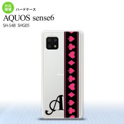 SH-54B SHG05 AQUOS sense6 スマホケース ハードケース トランプ 帯 黒 ピンク +アルファベット メンズ レディース nk-sens6-524i
