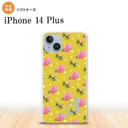 iPhone14 plsu iPhone14 plsu スマホケース 背面ケースソフトケース 花柄 バラ ドット 黄 +アルファベット 2022年 10月発売 nk-i14pl-tp242i