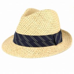 春夏 麦わら帽子 ラフィアハット 中折れ 天然素材 ストローハット メンズ レディース 紺リボン ぼうし ELEHELM帽子通販専門店 ギフト プレゼント オシャレ