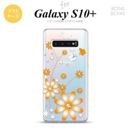 SC-04L SCV42 Galaxy S10+ スマホケース ソフトケース 花柄 ガーベラ オレンジ メンズ レディース nk-s10p-tp801