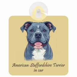 名入れ可 American Staffordshire Terrier アメリカンスタッフォードシャーテリア Aタイプ 車 窓ガラス 吸盤タイプ 犬 イラスト付 DOG IN CAR ドッグインカー ドッグオンボード 安全対策 セーフティサイン デコ 外出 ドライブ カーサイン