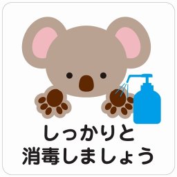 しっかりと消毒しましょう コアラ ホワイト ピクトサイン ステッカー シール 塩ビ製 インテリア 施設 案内