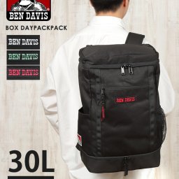 BEN DAVIS BOX DAYPACK ボックスデイパック リュックサック メンズ レディース 大容量 メンズ 通学 男女兼用 黒 内ポケット付き 男の子 おしゃれ 大きい 大きめ 高校 女子 男子 シンプル 通勤 30L 旅行 1泊 宿泊 学生 学校