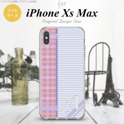 iPhoneXsMax iPhone XS Max スマホケース ソフトケース チェック ボーダー 紫 +アルファベット メンズ レディース nk-ixm-tp1601i