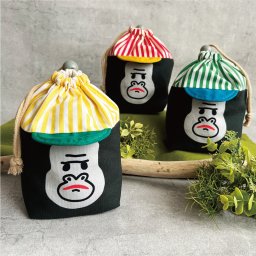 【名入れ】キャップごりらのころりん巾着 お弁当グッズ おにぎり入れ ランチセット サル ゴリラ アニマルグッズ 温泉グッズ オリジナルプリント