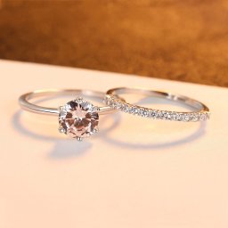 リング キュービックジルコニア ホワイト シルバー925 シルバー 11号 14号 16号 18号 ラウンド 大粒 6本爪 ハーフエタニティ ソリティア 2点セット 細目 幅1mm cr0361