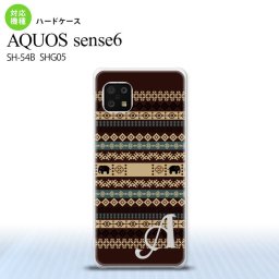 SH-54B SHG05 AQUOS sense6 スマホケース ハードケース エスニック ゾウ 茶 +アルファベット メンズ レディース nk-sens6-1574i