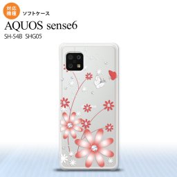 SH-54B SHG05 AQUOS sense6 スマホケース ソフトケース 花柄 ガーベラ 透明 赤 メンズ レディース nk-sens6-tp072