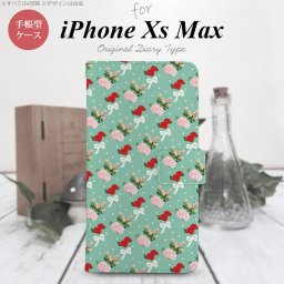 iPhone XS Max 手帳型 スマホ ケース カバー アイフォン 花柄・バラ（B） ターコイズ【アイフォーン XS マックス,iPhone,XS,Max,メール便 送料無料】
