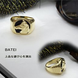K18ゴールド メンズリング【Men's】オニキス 馬蹄リング 馬蹄メンズリング【送料無料】     LMR-0015A