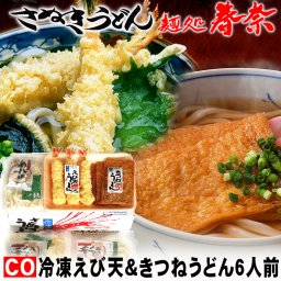 讃岐うどん 冷凍 さぬきうどん えび天 きつね 6人前【CO】  お試し お取り寄せグルメ ギフト のし 心ばかり 御礼 内祝い お誕生日 プレゼント 米寿 お慶び 結婚祝 お見舞い お誕生日 のし 粗品 食品備蓄 差し入れ