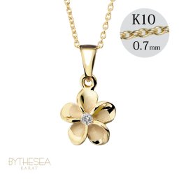 ゴールド ネックレス ハワイアンジュエリー ネックレス イエローゴールド ネックレス 14K 14Kネックレス プルメリア ダイヤモンド ジルコニア K10 10Kあずきチェーン太0.7mm ギフトラッピング可能 彼女 妻 女性 レディース プレゼント 敬老の日 【品番：CG-GP109】