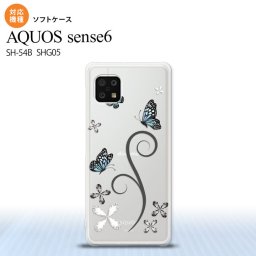SH-54B SHG05 AQUOS sense6 スマホケース ソフトケース バタフライ 蝶 C 黒 メンズ レディース nk-sens6-tp221