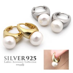 レディースピアス 淡水パール シルバー925 18K GP ゴールド シルバー silver gold 銀色 金色 フープピアス イヤリング ジュエリー ストーン フープ 金属アレルギー対応 両耳用 2点セット 女性