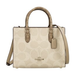コーチ ファクトリー アウトレット COACH FACTORY バッグ 2way ハンドバッグ トートバッグ 手提げ ショルダーバッグ 斜め掛けバッグ CY676 IMXI9 マギー スモール トート ブロックド シグネチャー キャンバス レディース ベージュ