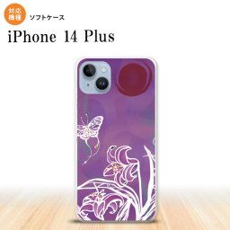 iPhone14 plsu iPhone14 plsu スマホケース 背面ケースソフトケース 蝶と花 紫 2022年 10月発売 nk-i14pl-tp1543