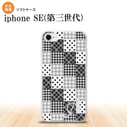 iPhoneSE 3 iPhoneSE 3 スマホケース ソフトケース パッチワーク 黒 +アルファベット メンズ レディース nk-ise3-tp1063i